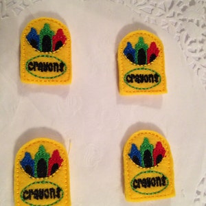 Yellow Felt Mini Crayon Box Applique-Set of 4