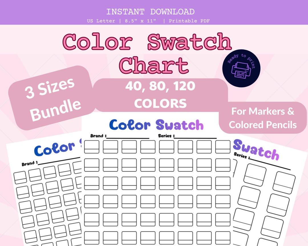 Color Swatch Chart Bundle , Maker Colored Pencil Tracker(40 80 120 ...