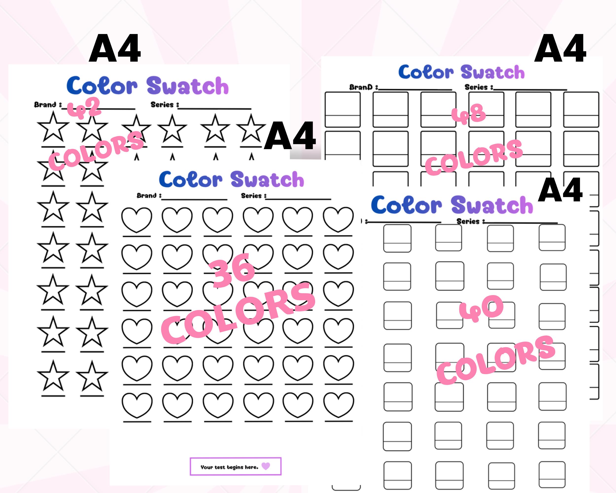 Color Chart Bundle Printable | 36 40 42 48 Colors | 4 Sizes Swatch ...