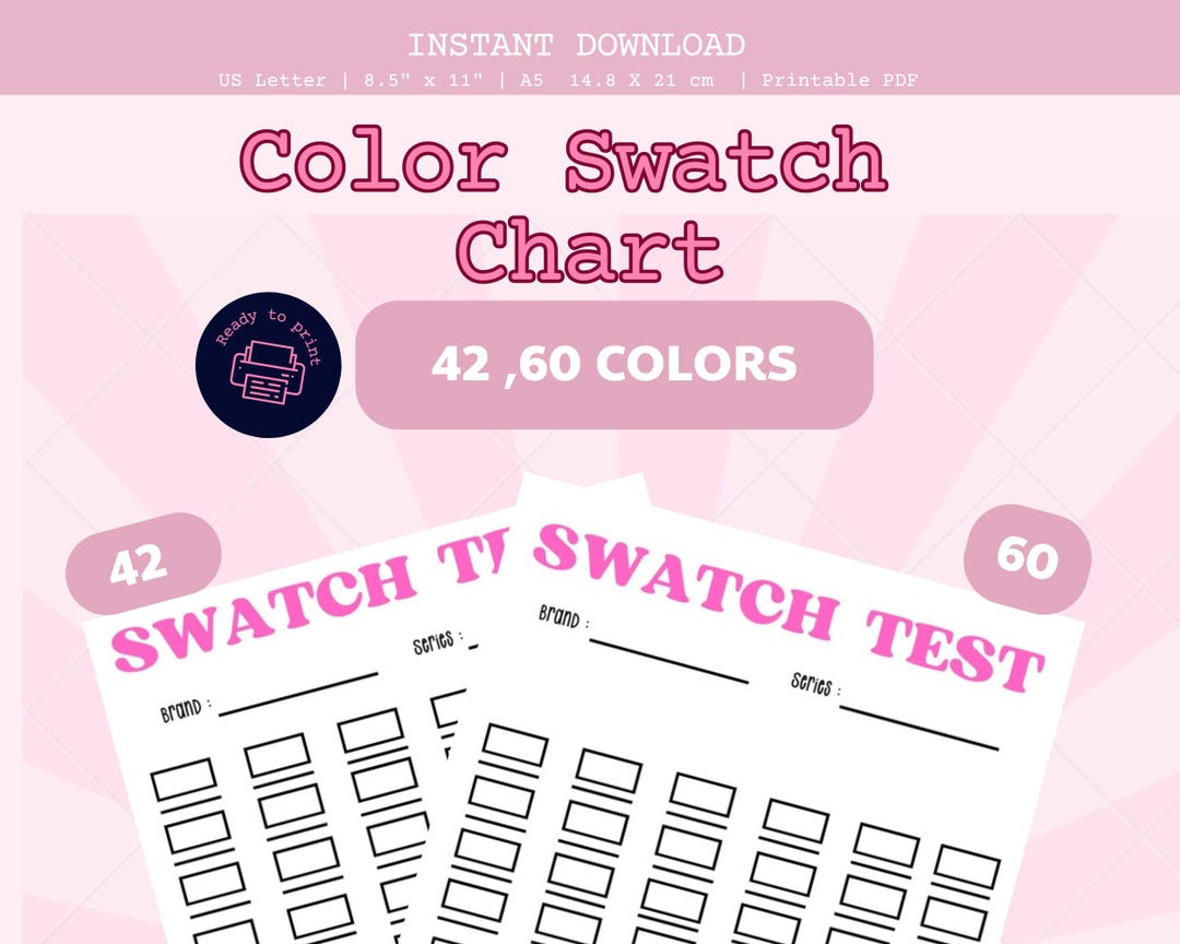 Color Swatch Chart Set | 42 & 60 Colors Sheet | Marker Swatch Template ...
