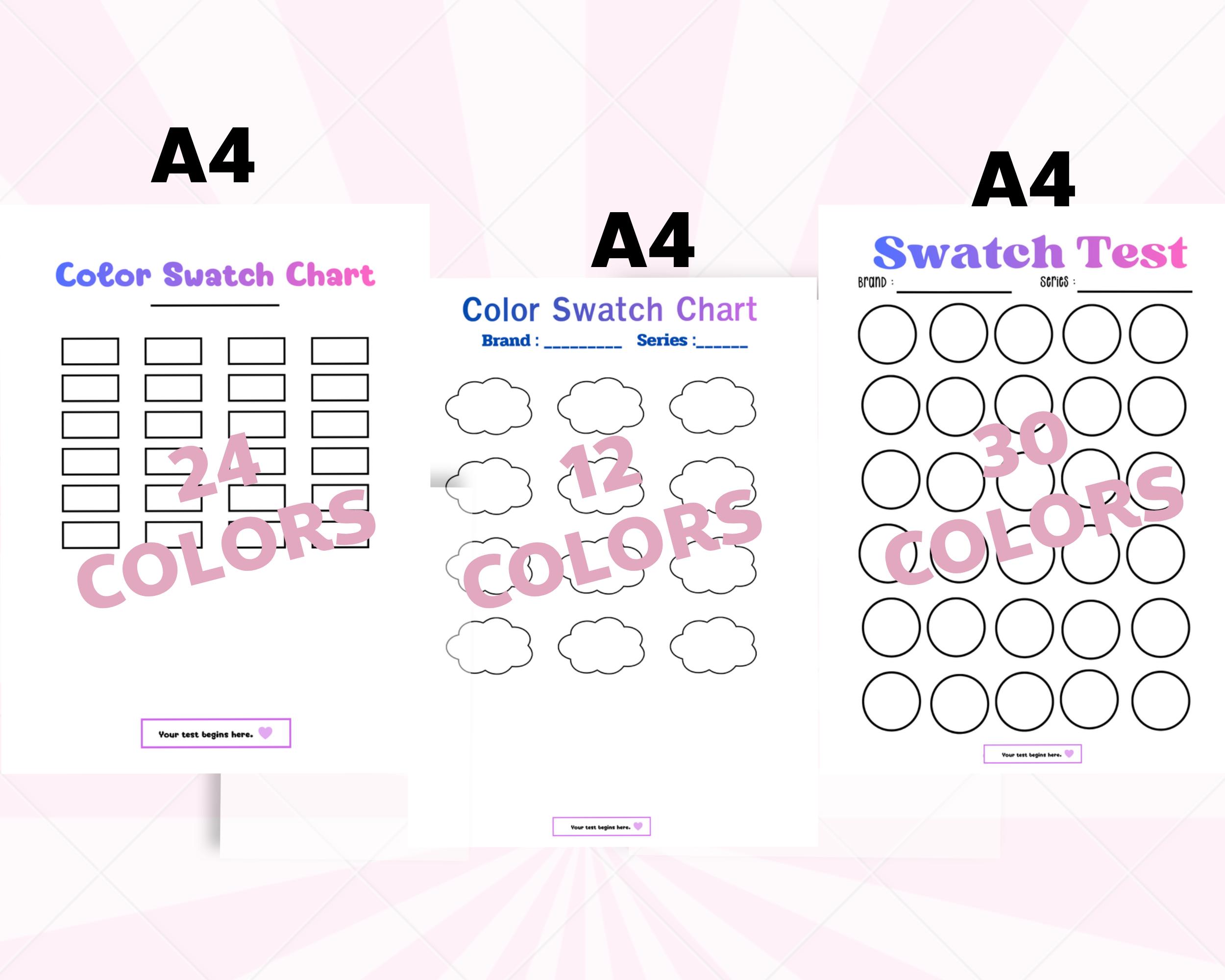 Color Swatch Chart Printable Bundle | 12-30 Colors Sheet | Marker ...
