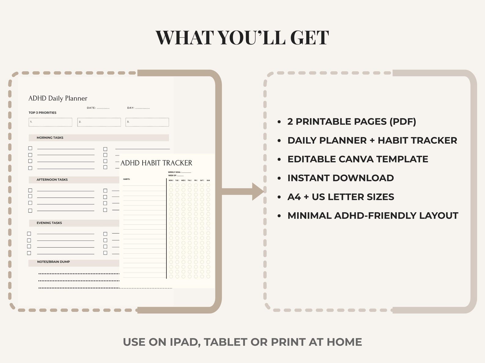 ADHD Daily Planner Printable PDF | Minimal Routine Organizer | Editable ...