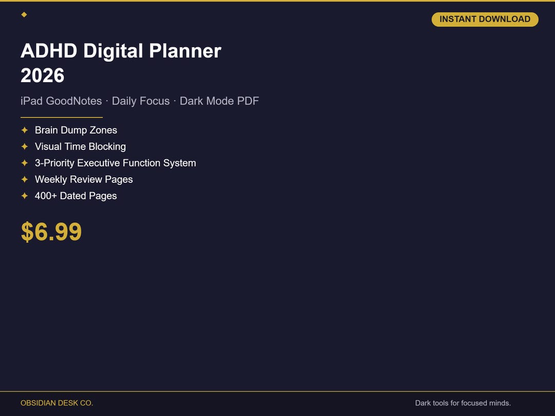 ADHD Digital Planner 2026 for iPad Goodnotes | Daily Focus Schedule ...