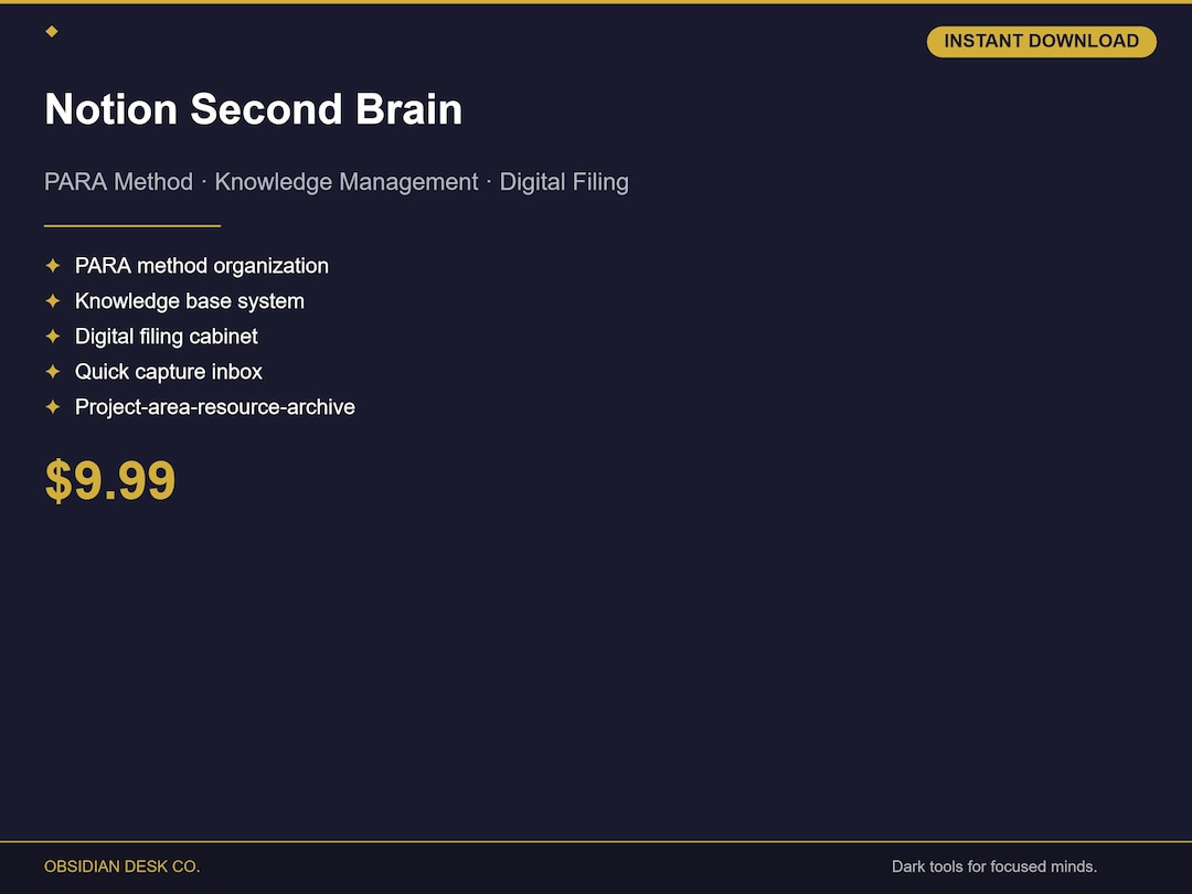 Notion Second Brain Template | Personal Knowledge Management, PARA ...