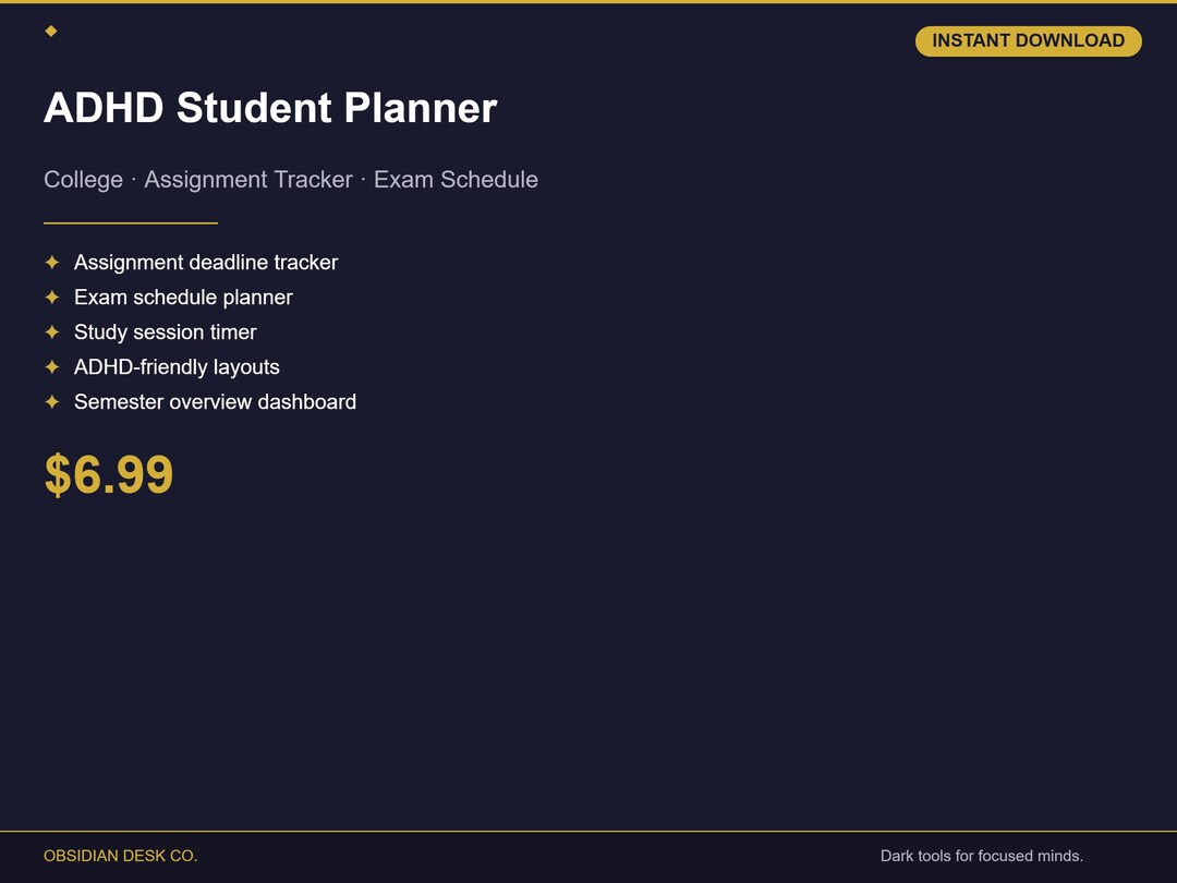 ADHD Student Planner 2026 | College Assignment Tracker, Exam Schedule ...