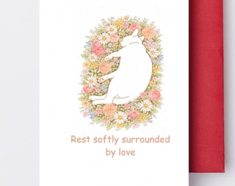 Tarjeta de condolencias por la pérdida de un gato Tarjeta de duelo por la pérdida de una mascota Tarjeta conmemorativa para gatos Regalo por la pérdida de un gato Tarjeta floral en recuerdo de gatos para dueños de mascotas afligidos Tarjeta de duelo