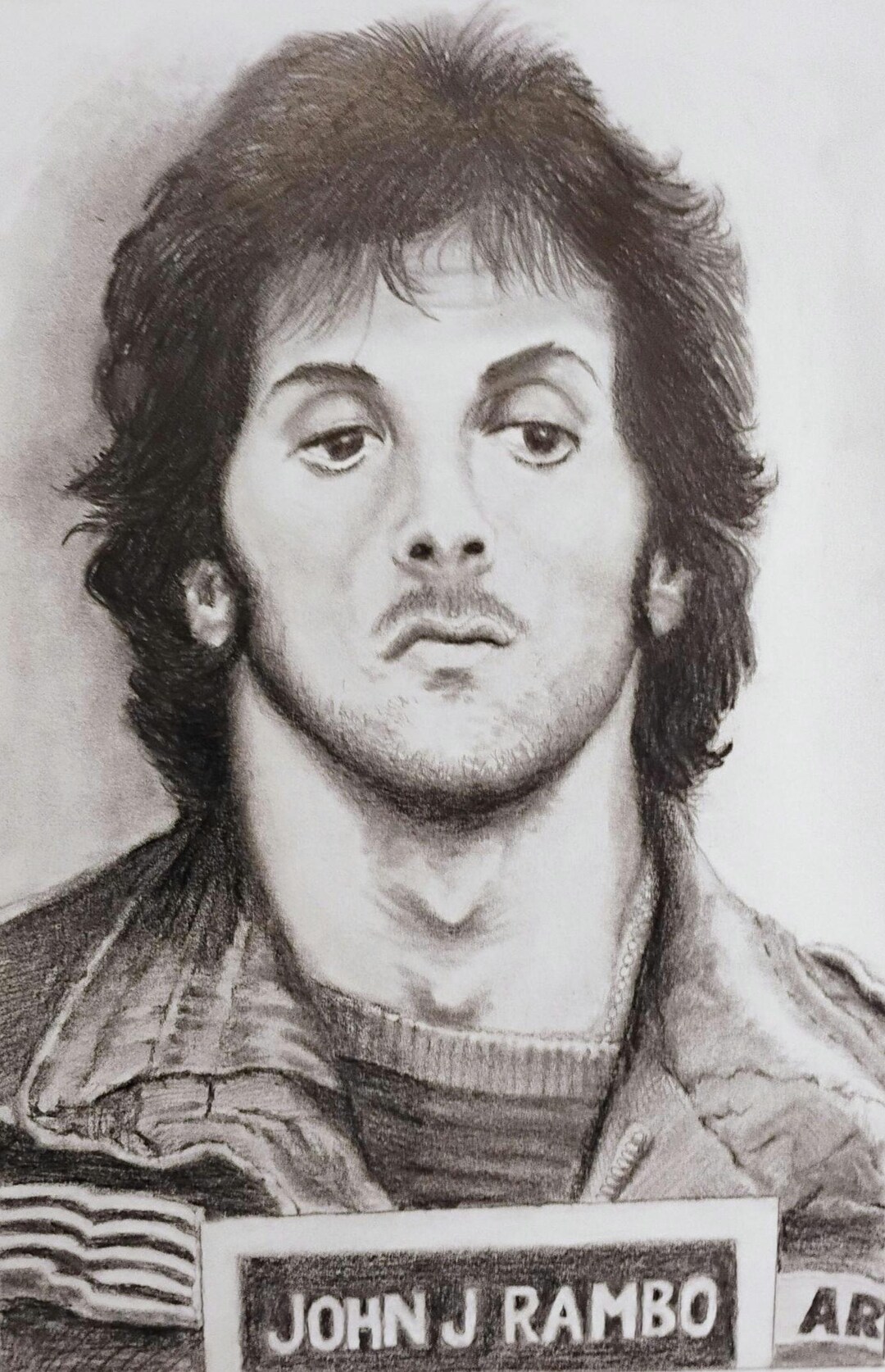 Quick Rambo Drawing John Rambo Original Graphite Drawing, Sylvester Stallone, Black and ...