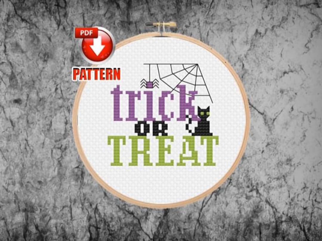 Trick or Treat - Modern Halloween Cross Stitch Pattern - Holiday Decor ...