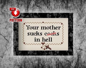 Exorcista - Maduro - Patrón de punto de cruz de terror - Punto de cruz subversivo - Arte de terror - Decoración de terror - Tu madre apesta - DESCARGA INSTANTÁNEA