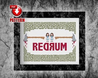 El Resplandor - Laberinto REDRUM - Patrón de punto de cruz de terror clásico de culto - Arte de terror - Decoración de terror - Grady Twins - DESCARGA INSTANTÁNEA