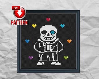 Undertale - Sans - Videojuego de Steam - RPG - Patrón de punto de cruz geek - Arte geek - Decoración geek - DESCARGA INSTANTÁNEA