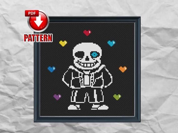 Undertale - Sans - Steam Video Game - RPG - Geeky Cross Stitch Pattern - Geeky Art - Geeky Decor - INSTANT DOWNLOAD