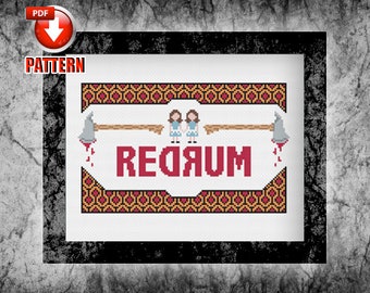 The Shining - REDRUM Rug - Cult Classic Horror Cross Stitch Pattern - Horror Art - Horror Decor - Grady Twins - INSTANT DOWNLOAD