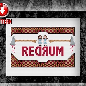 The Shining - REDRUM Rug - Cult Classic Horror Cross Stitch Pattern - Horror Art - Horror Decor - Grady Twins - INSTANT DOWNLOAD
