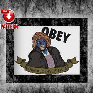 They Live - Horror Cross Stitch Pattern - Horror Art - Horror Decor - Formaldehyde Face - John Carpenter - INSTANT DOWNLOAD