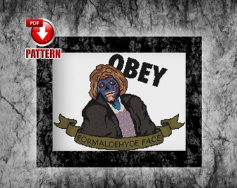 Ellos viven - Patrón de punto de cruz de terror - Arte de terror - Decoración de terror - Cara de formaldehído - John Carpenter - DESCARGA INSTANTÁNEA