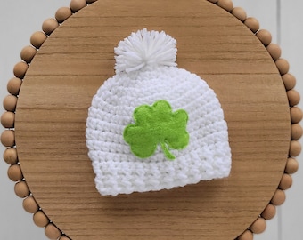 0 to 3 months, Unisex St. Patrick's Day Baby Hat, Newborn Baby Patch Hat