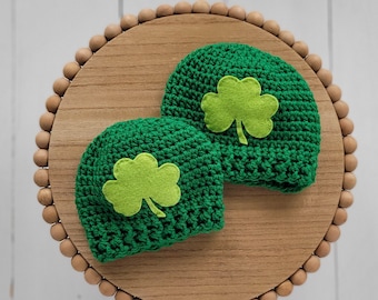 Newborn or 3 to 6 month St. Patrick's Day Baby Hat, Baby Patch Beanie