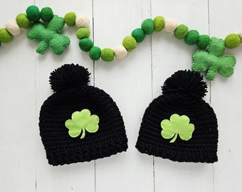 Newborn or 3 to 6 month St. Patrick's Day Baby Hat, Baby Patch Beanie