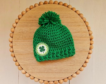 0 to 3 or 3 to 6 month St. Patrick's Day Baby Hat, Baby Patch Beanie