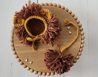 Crochet Infant Lion Hat & Tail