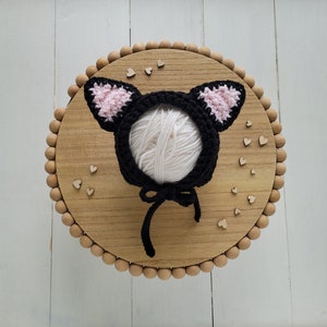 Black Cat Hat, Cat Hat, Halloween Hat, Kitten Hat, Baby Girl Hat, Kitty Hat, Black Kitty, Kitty, Kitten, Baby Halloween Costume, Cat Costume image 5
