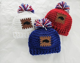 Unisex, Multiple Sizes, 0-3 month, 3-6 month, 6-12 month Buffalo Mafia Beanie, Buffalo Baby Hat, New Baby Gift, Sports Photo Prop