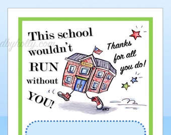 School Staff Printable Card // Gift // Teacher Appreciation Week // Thank You Card // Instant Download