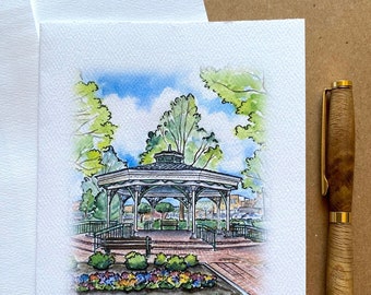 Collierville TN Town Square Gazebo Note Cards / Collierville TN Thank You Cards / Blank Notes