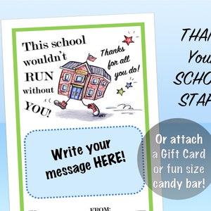 School Staff Printable Card // Gift // Teacher Appreciation Week // Thank You Card // Instant Download image 2