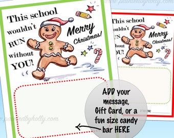 School Staff Printable Christmas Card // Holiday Gift // DIY Gift Card Holder // Instant Download