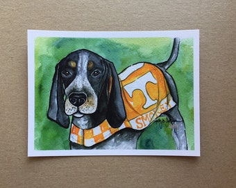 University of Tennessee Smokey Art Print // UT Vols Watercolor Painting // TN Volunteers Mascot Artwork // UT Graduation Gift