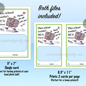 School Staff Printable Card // Gift // Teacher Appreciation Week // Thank You Card // Instant Download image 3