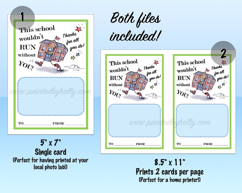 School Staff Printable Card // Gift // Teacher Appreciation Week // Thank You Card // Instant Download image 3