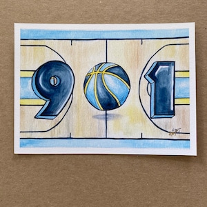 901 Basketball Court Art Print // Memphis Grizzlies inspired Painting // Memphis, TN
