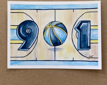 901 Basketball Court Art Print // Memphis Grizzlies inspired Painting // Memphis, TN