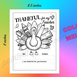 Printable Thanksgiving Teacher Card // School Turkey // Instant ...