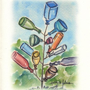 Bottle Tree Note Cards // Southern Stationery Set // Colorful Blank Thank You Notes // Yard Art image 1