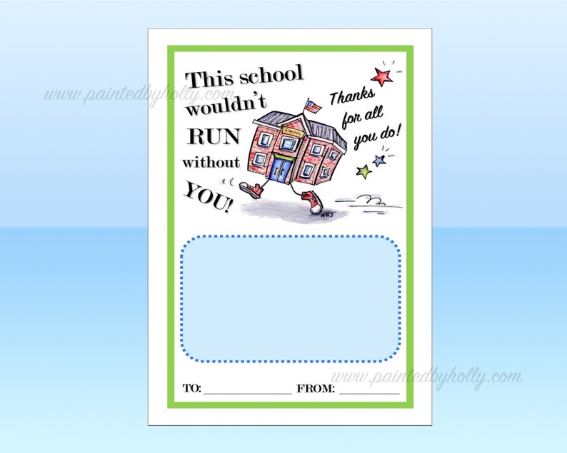 School Staff Printable Card // Gift // Teacher Appreciation Week // Thank You Card // Instant Download image 1
