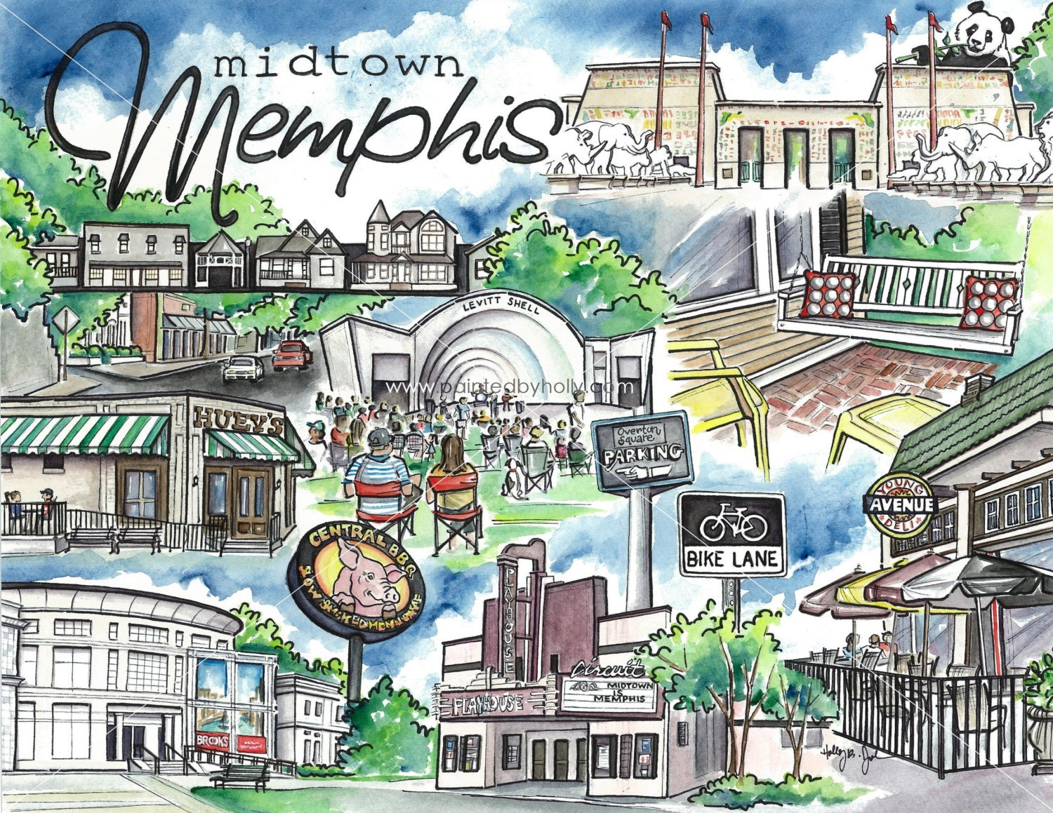 Midtown Memphis TN Art Print // Cooper Young Artwork // Etsy