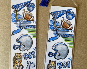 Tigers Football inspired Bookmark // 901 // Blue and White Team Book marker // Tiger Fan Gift