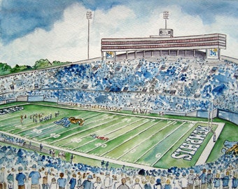 University of Memphis Tigers Football Art Print // Liberty Bowl Stadium Watercolor Painting // Graduation Gift // Memphis Tigers Fan Gift