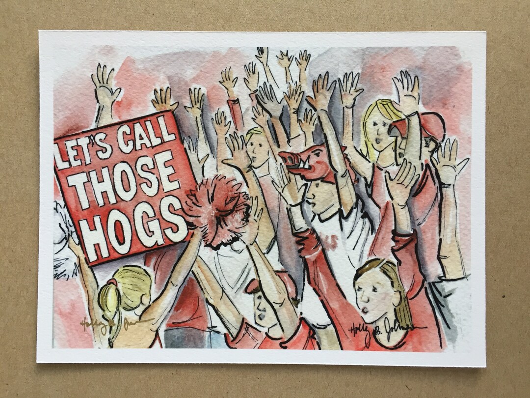 Arkansas Razorbacks Pig Sooie Watercolor Painting // University of ...