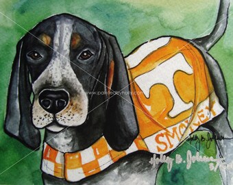 University of Tennessee Smokey Art Print // UT Vols Watercolor Painting // TN Volunteers Artwork