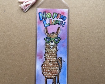 No Prob Llama Bookmark // Girls Pink Book Marker // Kids Gift // Chapter Book Reader // Reading