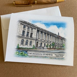 Memphis Law School Note Cards // U of M LAW Stationery // Blank Thank You Notes // Memphis Tennessee Note Card Set image 2