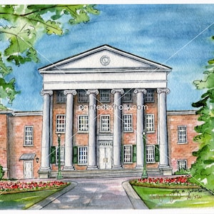 Ole Miss Lyceum Art Print // The University of Mississippi Graduation Gift // Ole Miss Rebels Artwork // Rebs Watercolor Painting