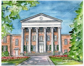 Ole Miss Lyceum Art Print // The University of Mississippi Graduation Gift // Ole Miss Rebels Artwork // Rebs Watercolor Painting