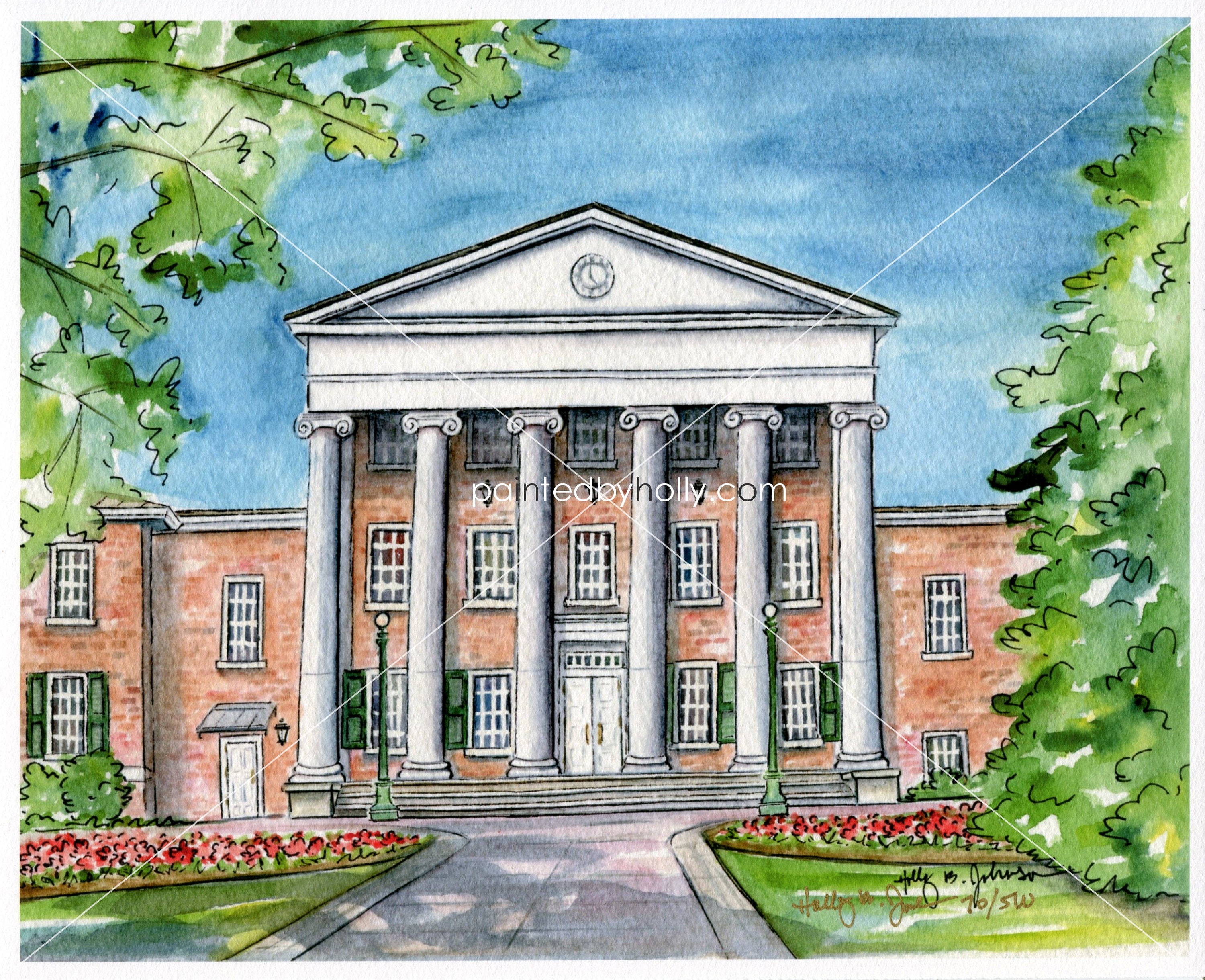Ole Miss Lyceum Art Print // The University of Mississippi Graduation Gift // Ole Miss Rebels Artwork // Rebs Watercolor Painting