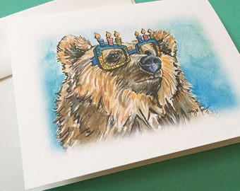 Birthday Bear Note Cards // Thank You Notes // Blank Birthday Greeting Cards // Bear Stationery // Bear Party Theme
